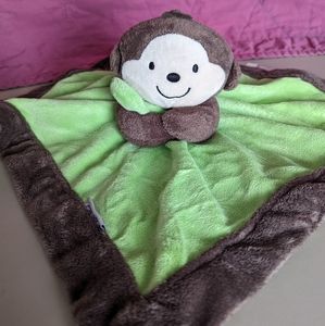 Monkey Plush Lovey Carter's Security Blanket Green Brown Soft Stuffed Animal Toy